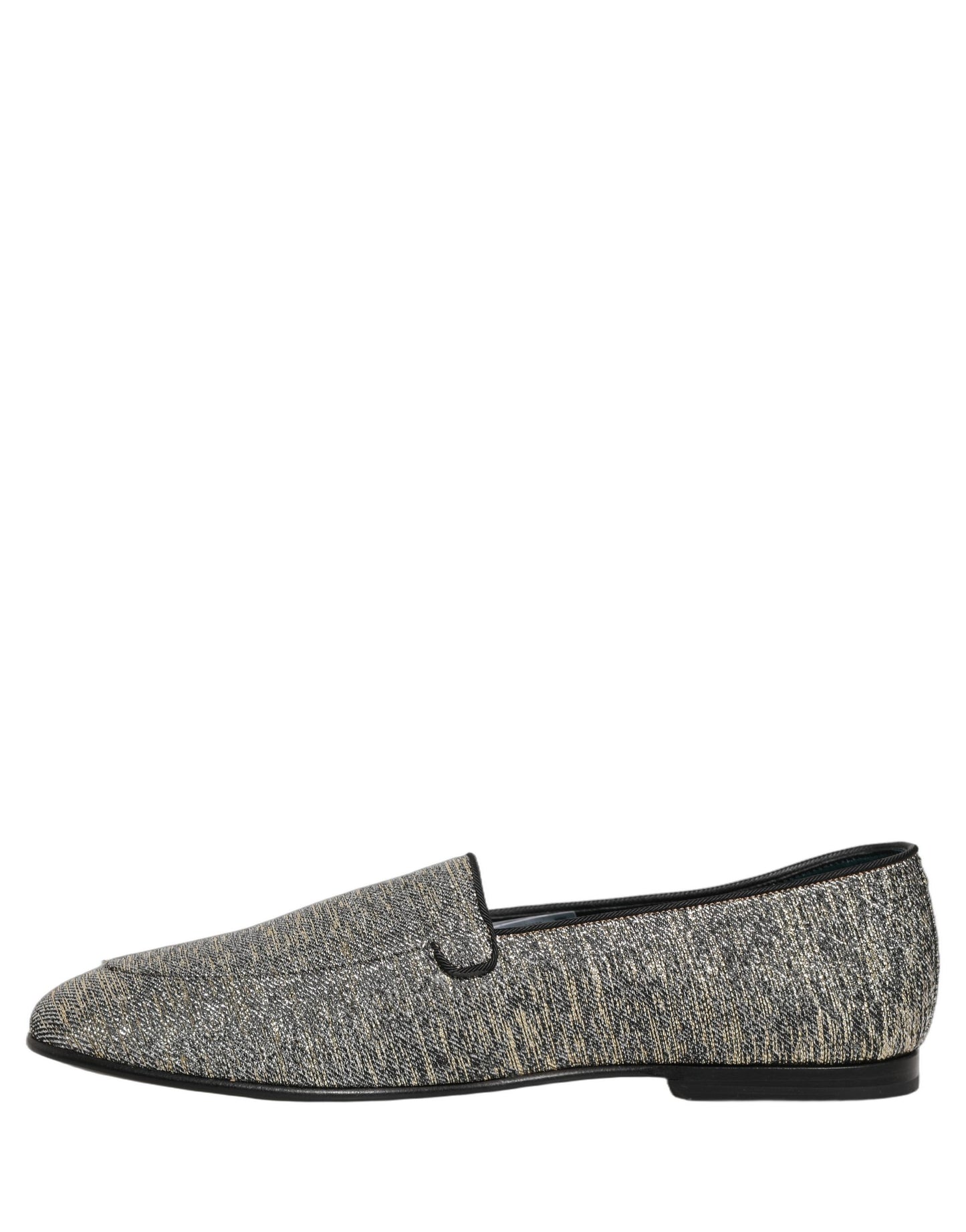Chaussures Loafers Dolce & Gabbana Grises Pailletées Lurex Logo DG