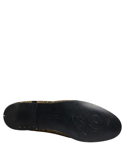 Chaussures Mocassins en Cuir Jacquard Doré Dolce & Gabbana