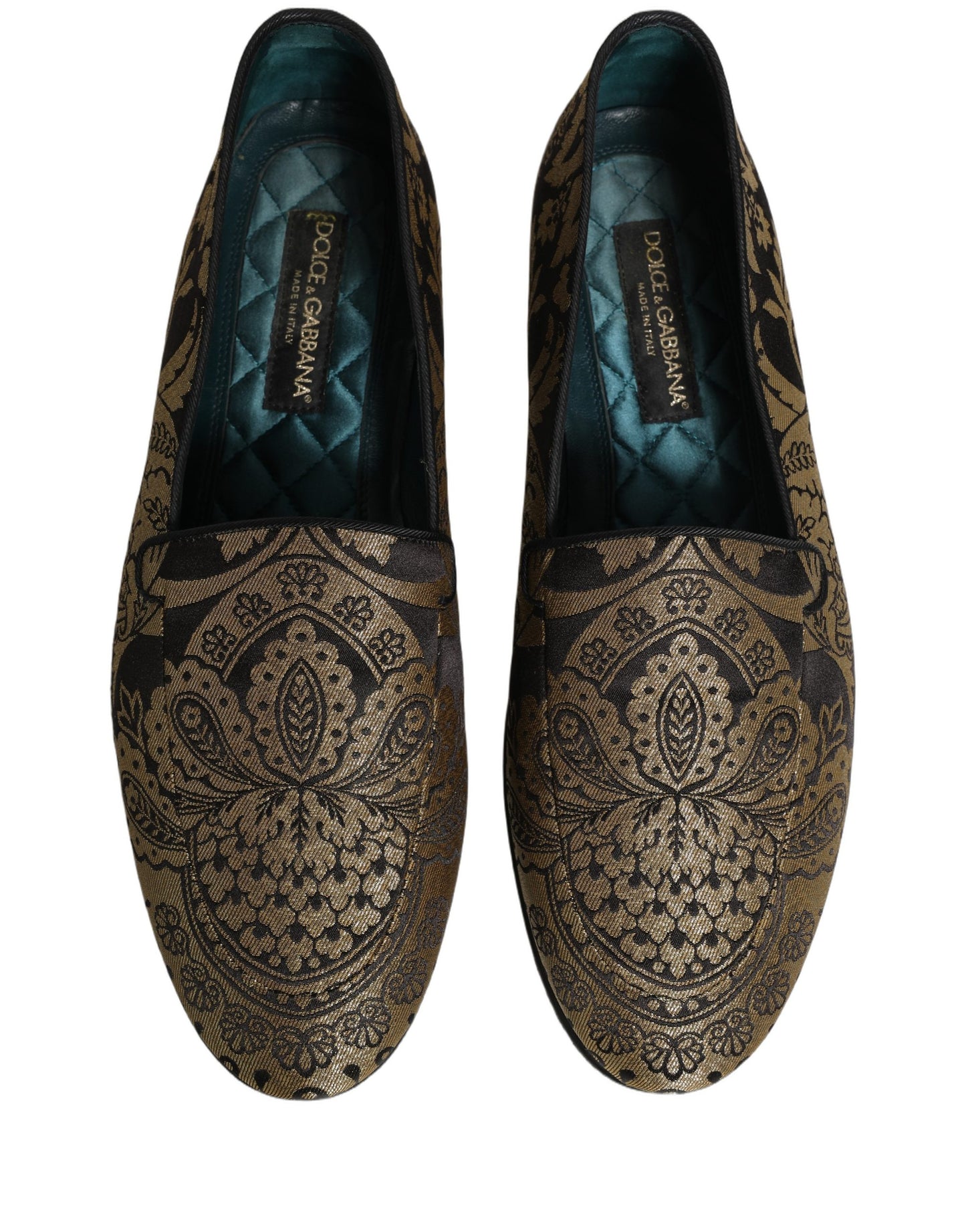 Chaussures Mocassins en Cuir Jacquard Doré Dolce & Gabbana