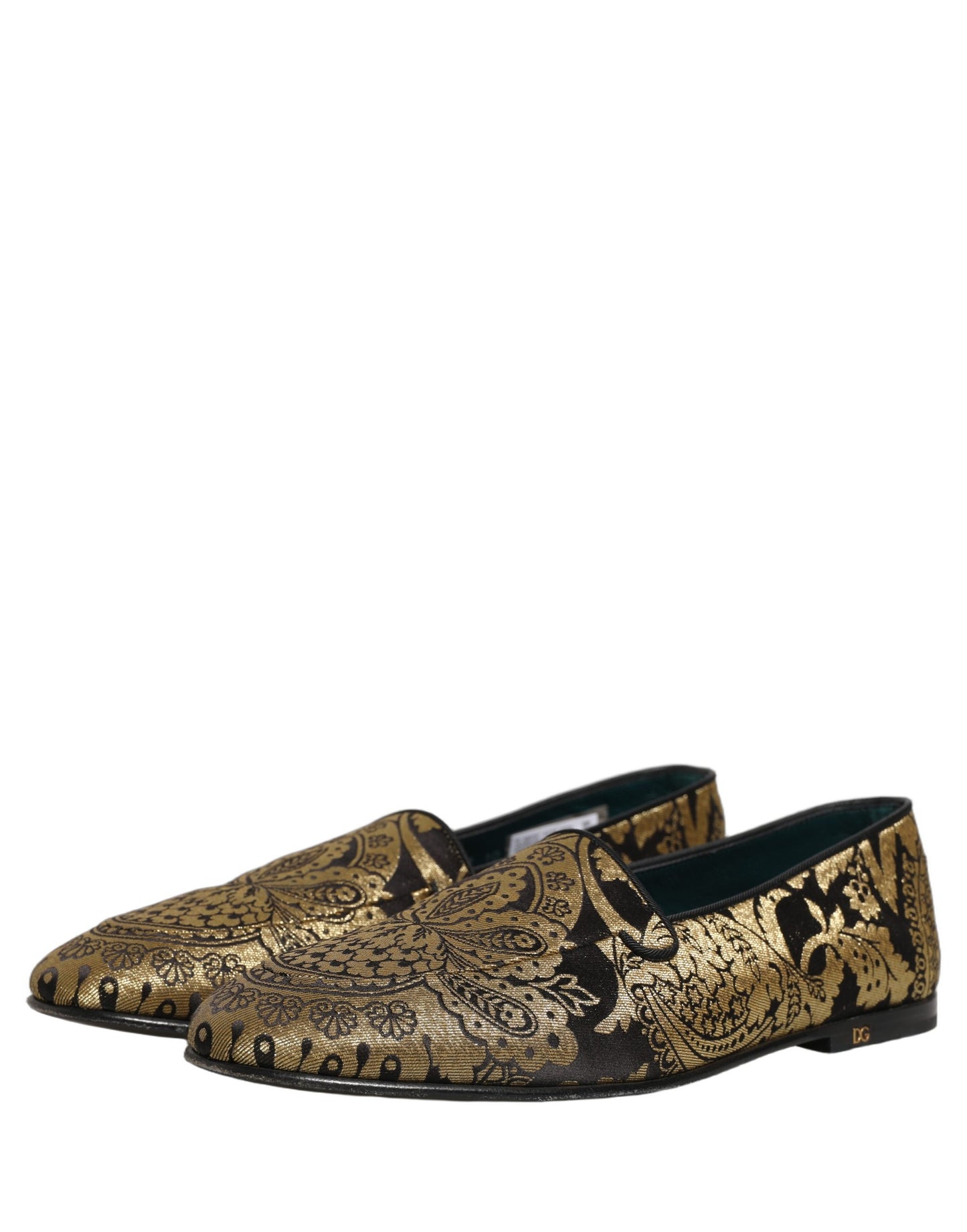Chaussures Mocassins en Cuir Jacquard Doré Dolce & Gabbana