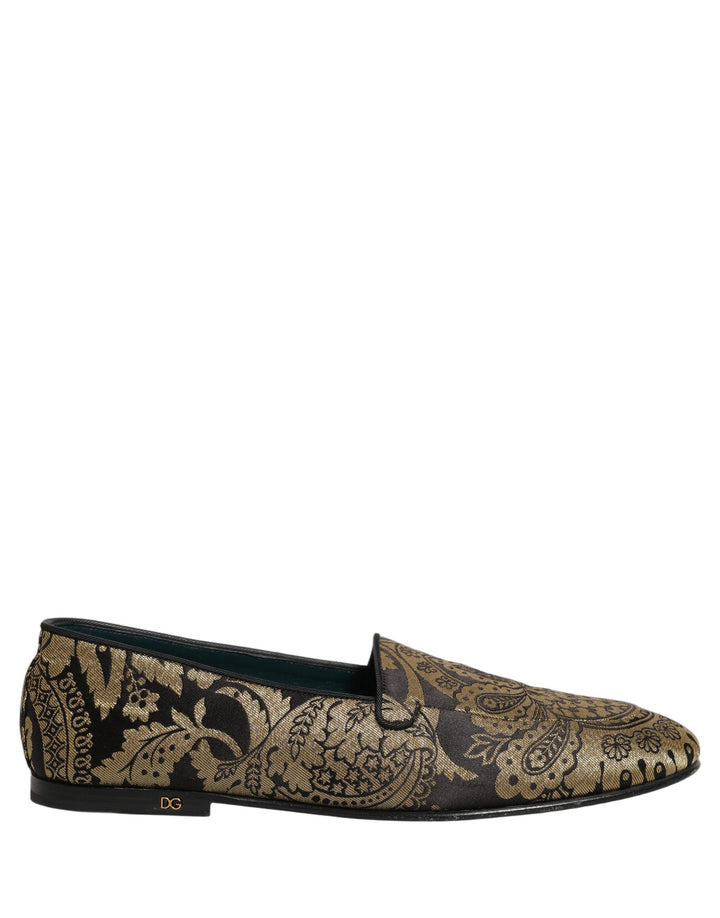 Zapatos mocasines Dolce & Gabbana de jacquard dorado y piel