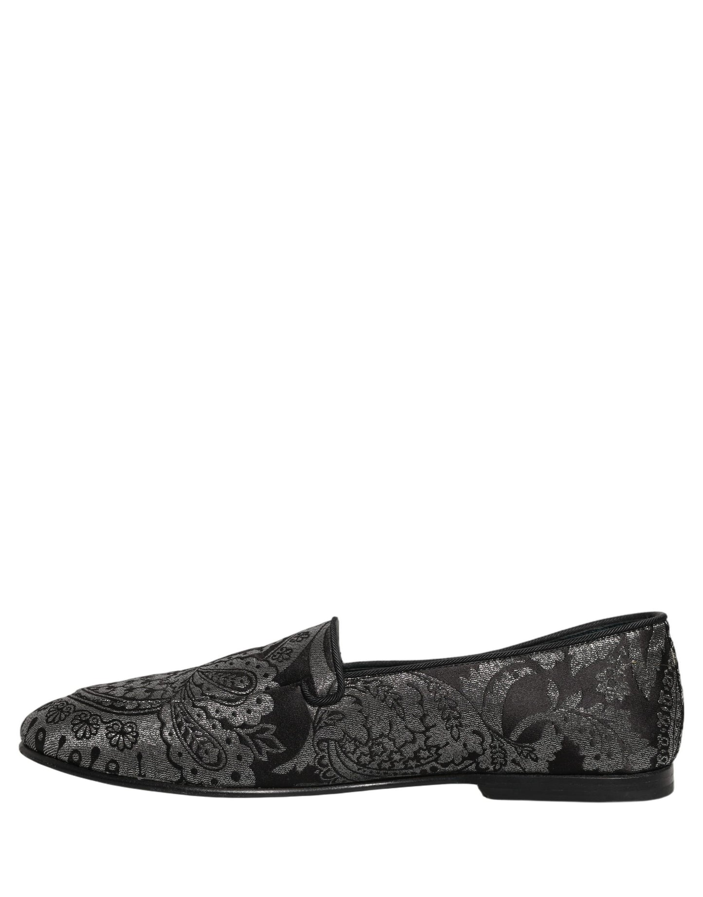 Zapatos Mocasines sin Cordones de Piel Jacquard Plateados Dolce & Gabbana