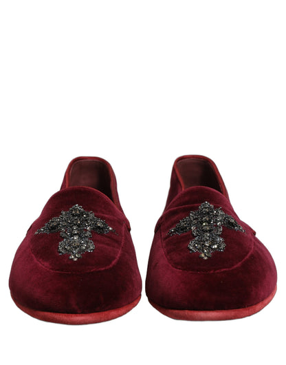 Mocassins de ville rouges en suède orné pour homme Dolce & Gabbana