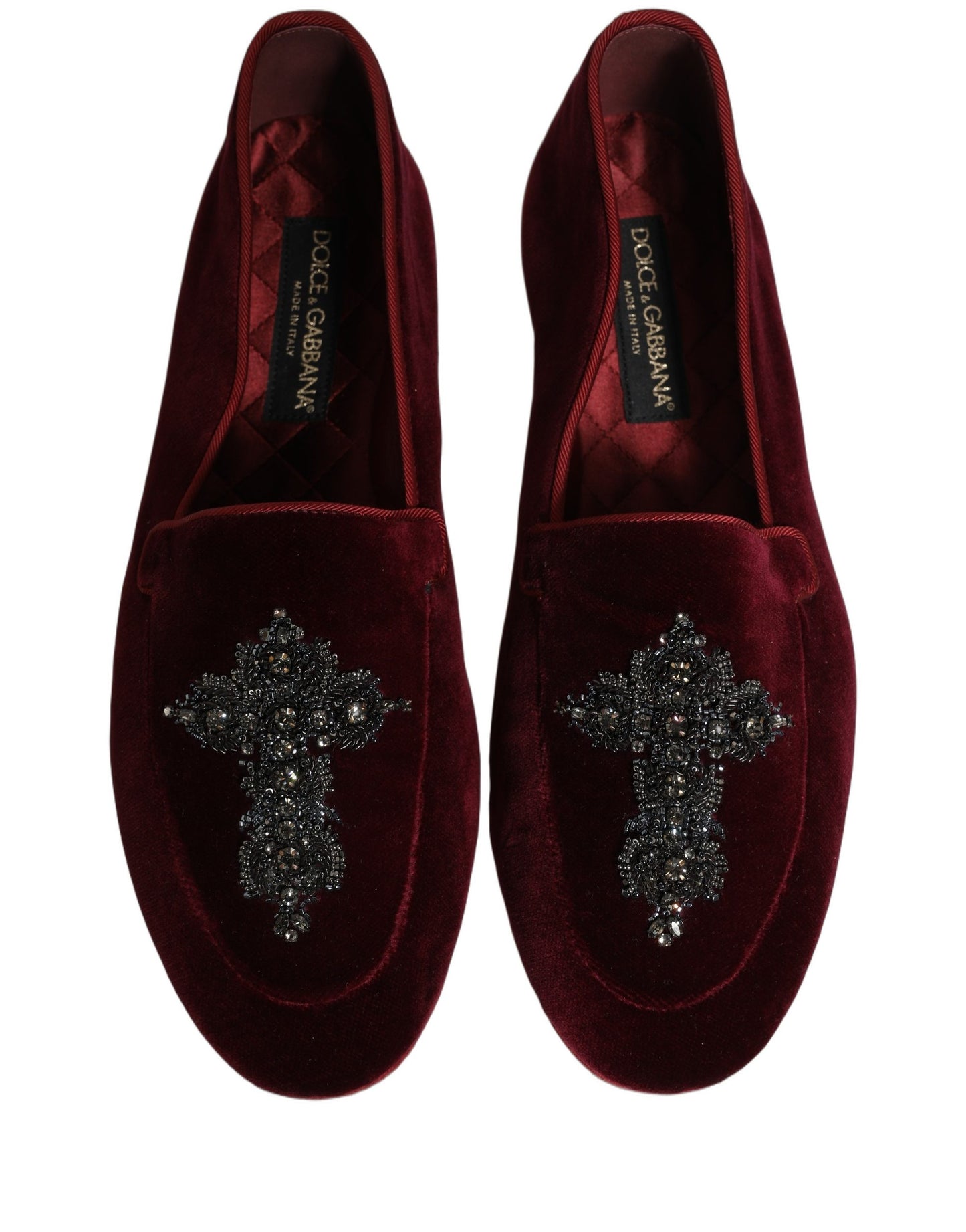 Mocassins de ville rouges en suède orné pour homme Dolce & Gabbana