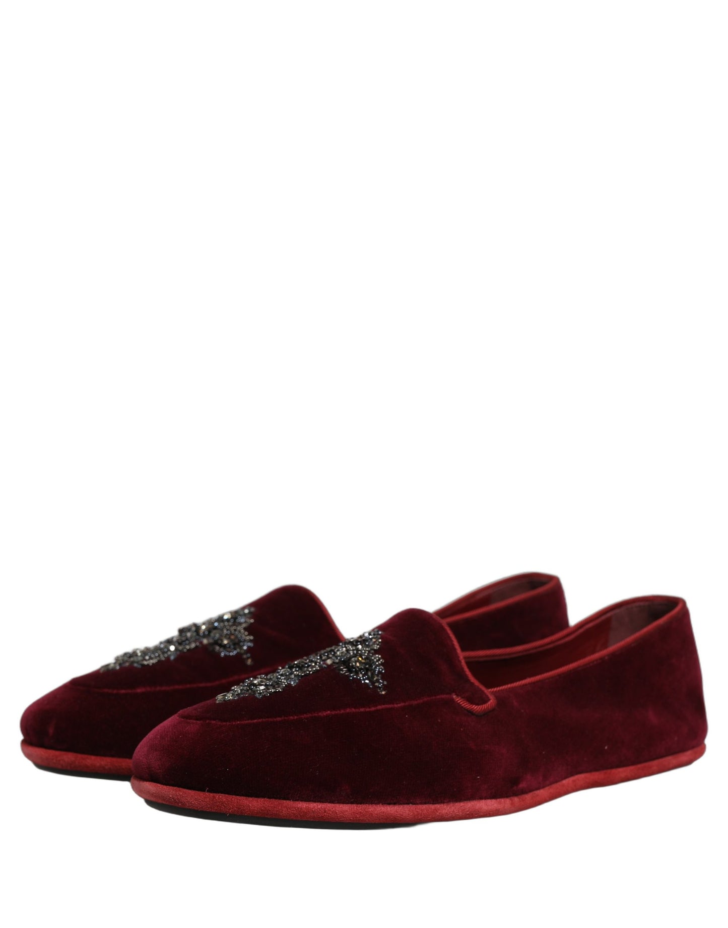 Mocassins de ville rouges en suède orné pour homme Dolce & Gabbana