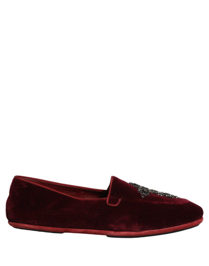 Mocassins de ville rouges en suède orné pour homme Dolce & Gabbana