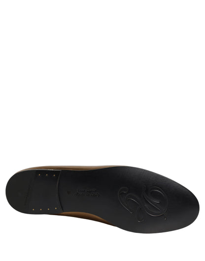 Zapatos Mocasines sin Cordones de Hombre Dolce & Gabbana de Cuero Dorado con Logo DG