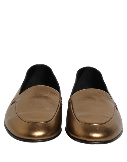 Zapatos Mocasines sin Cordones de Hombre Dolce & Gabbana de Cuero Dorado con Logo DG