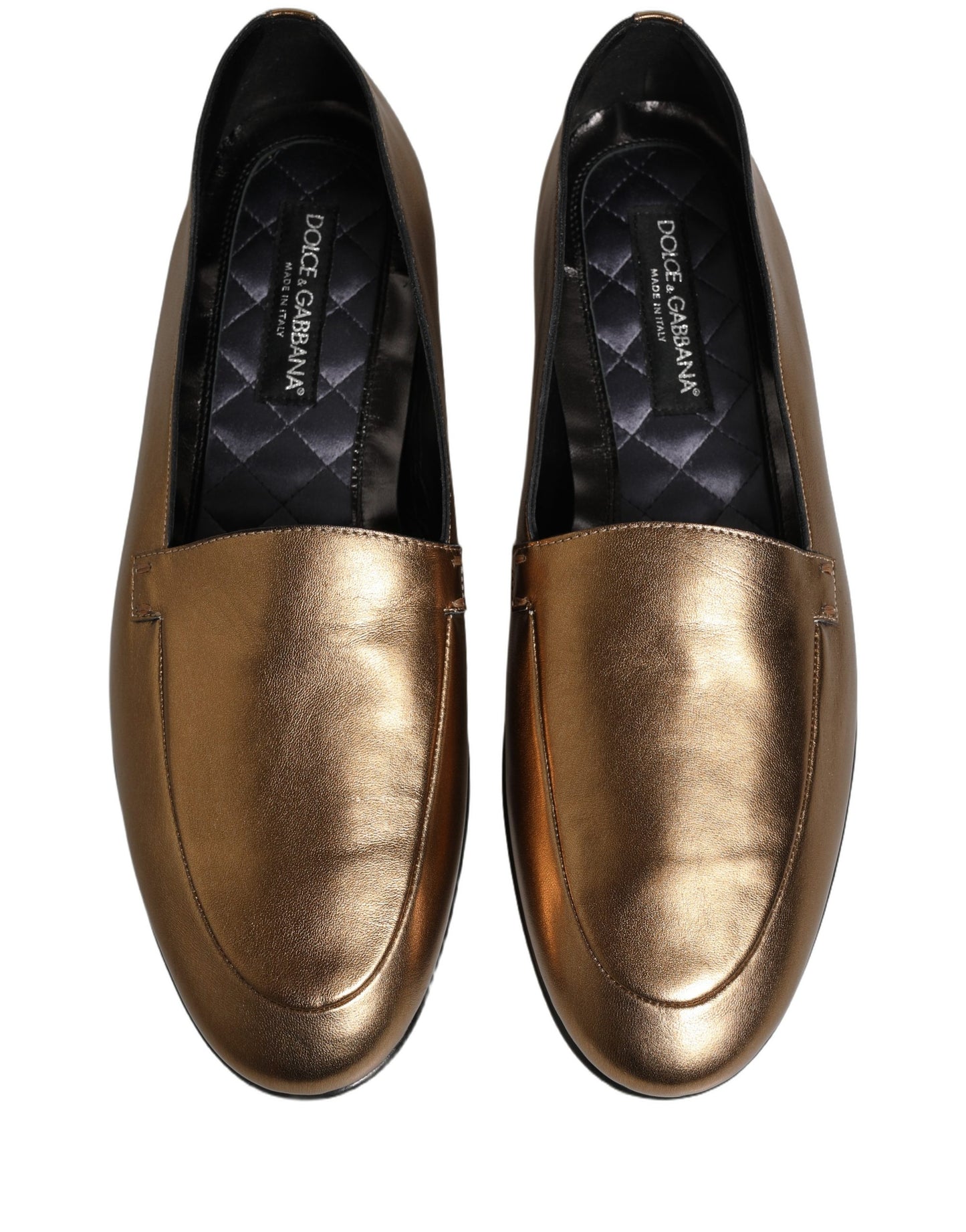 Zapatos Mocasines sin Cordones de Hombre Dolce & Gabbana de Cuero Dorado con Logo DG