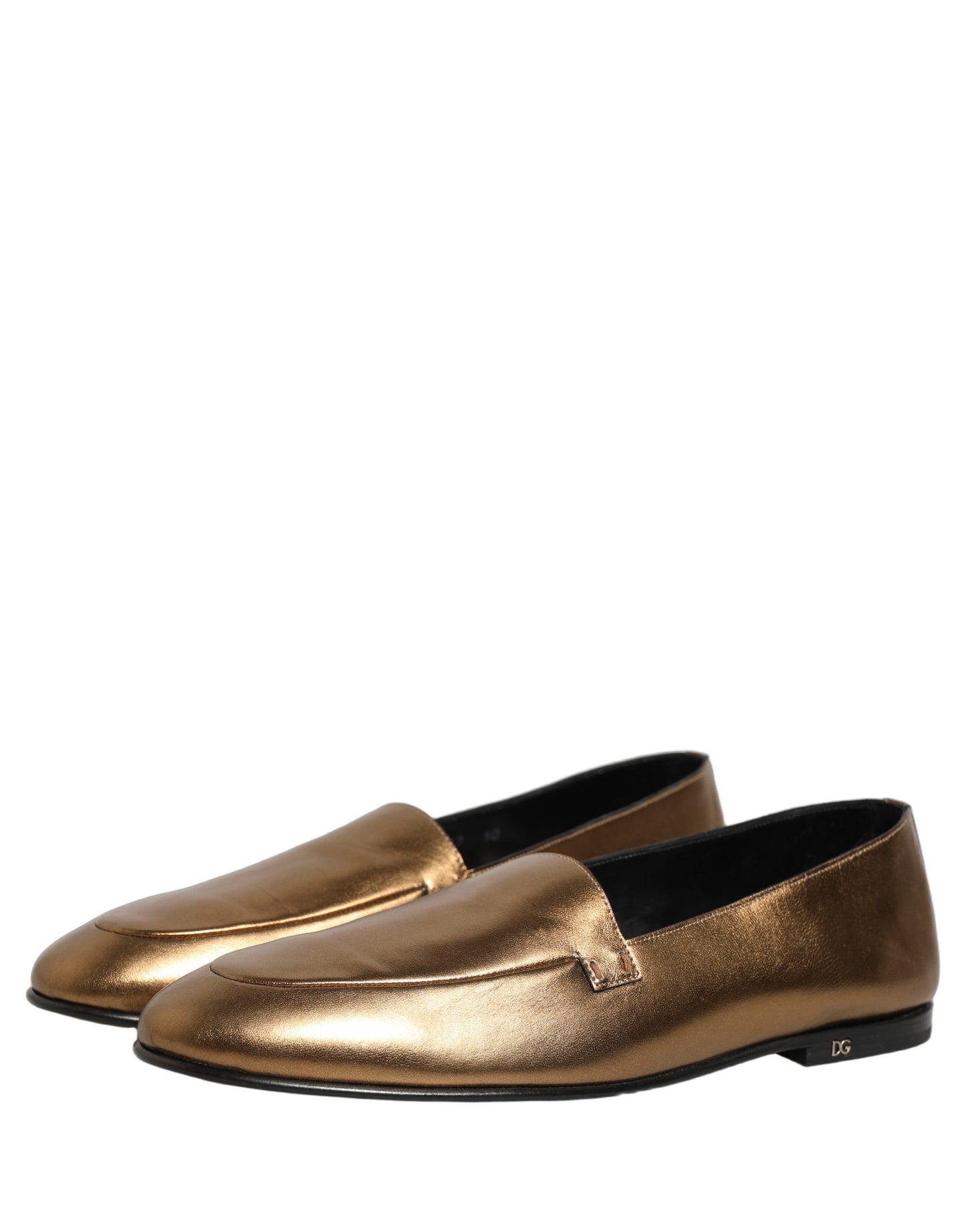 Zapatos Mocasines sin Cordones de Hombre Dolce & Gabbana de Cuero Dorado con Logo DG
