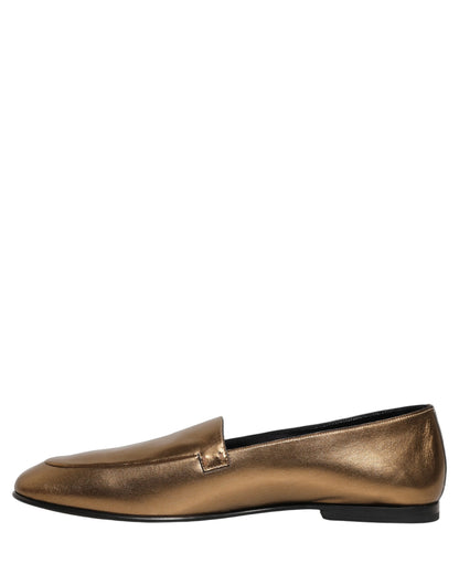 Zapatos Mocasines sin Cordones de Hombre Dolce & Gabbana de Cuero Dorado con Logo DG