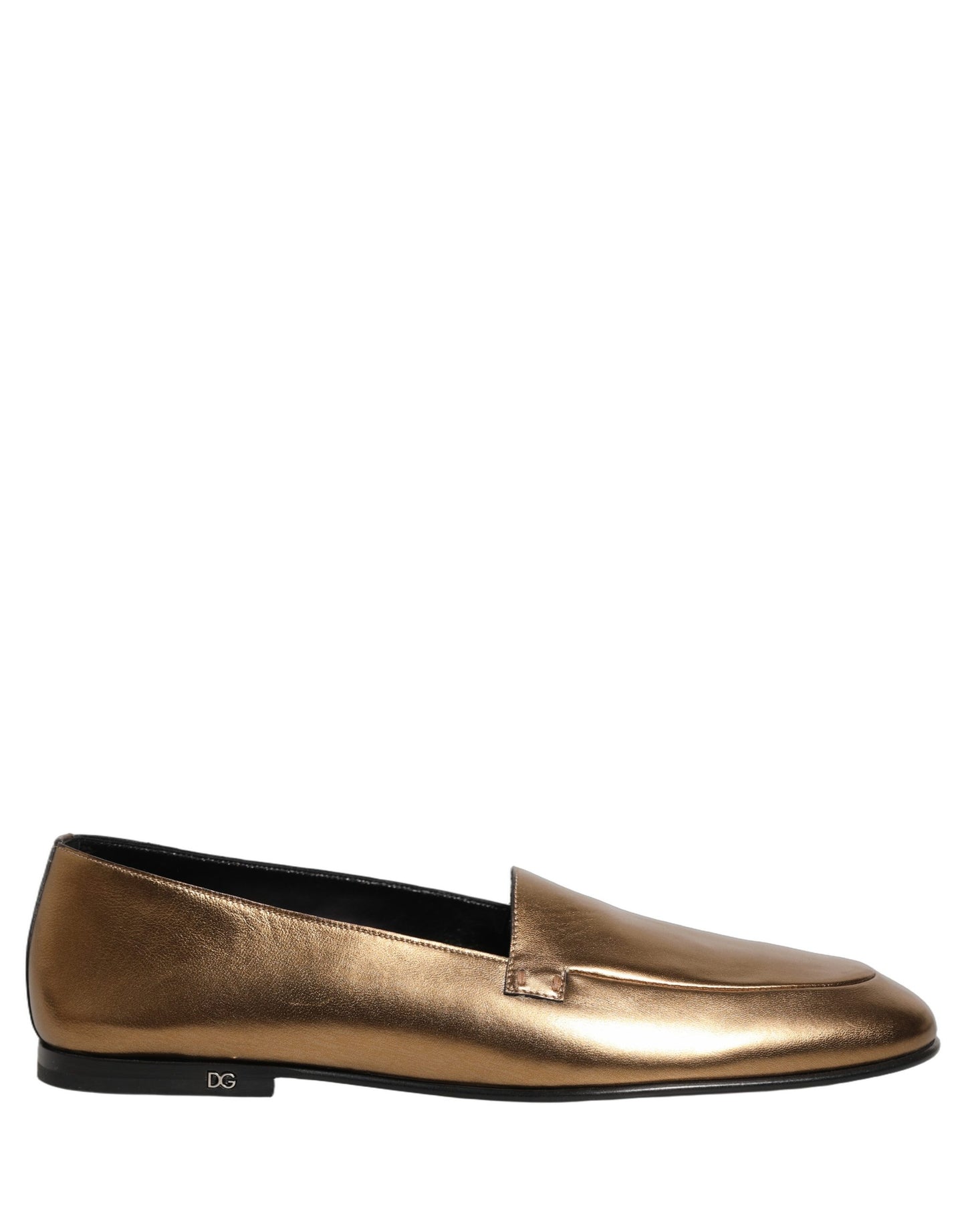 Zapatos Mocasines sin Cordones de Hombre Dolce & Gabbana de Cuero Dorado con Logo DG