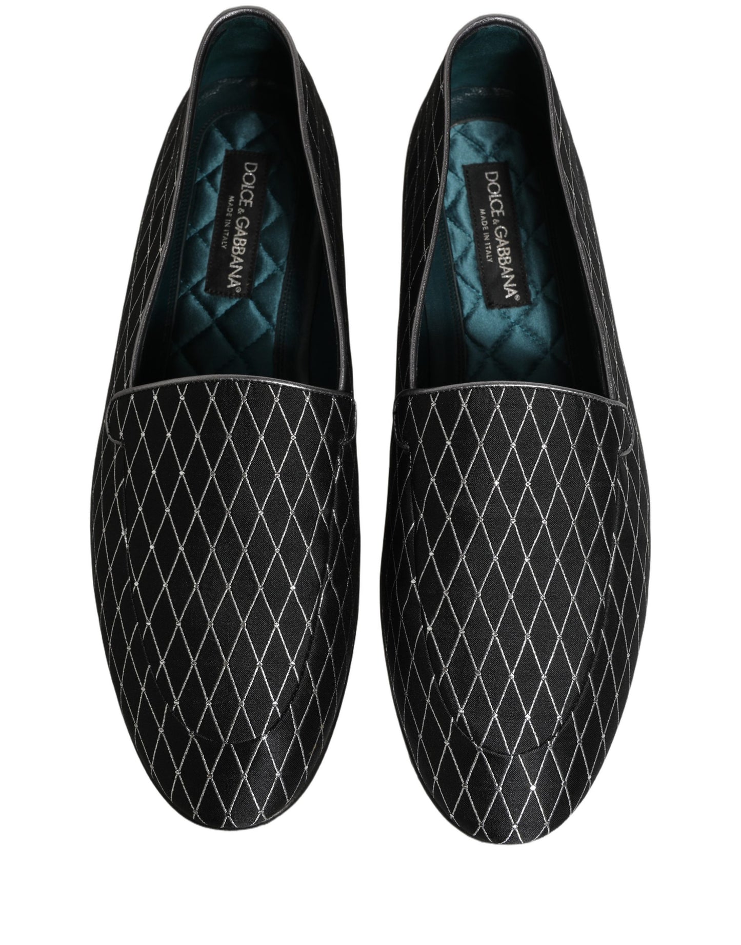 Chaussures Loafers Dolce & Gabbana en Velours Noir et losanges cousus