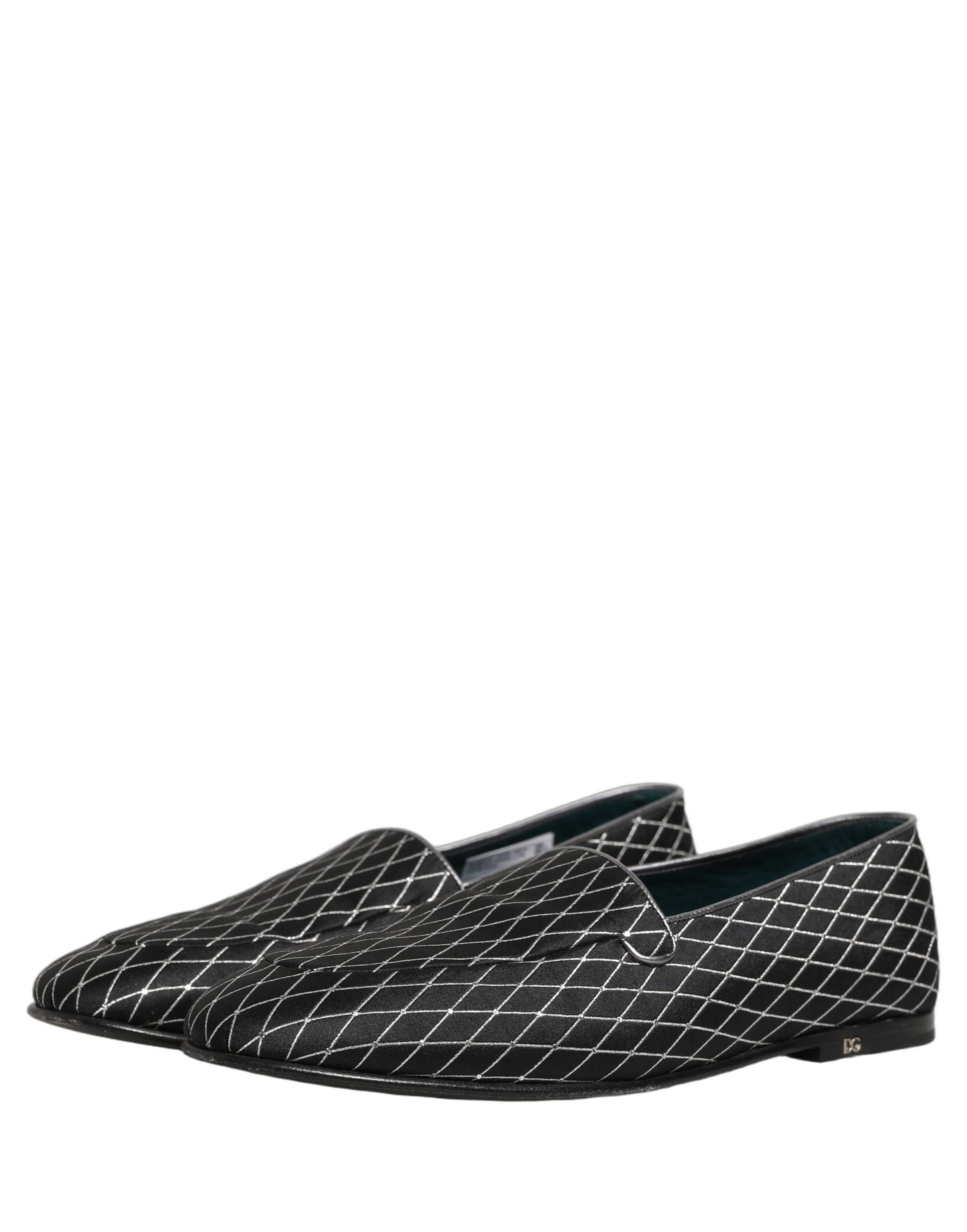 Chaussures Loafers Dolce & Gabbana en Velours Noir et losanges cousus