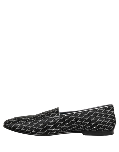 Chaussures Loafers Dolce & Gabbana en Velours Noir et losanges cousus