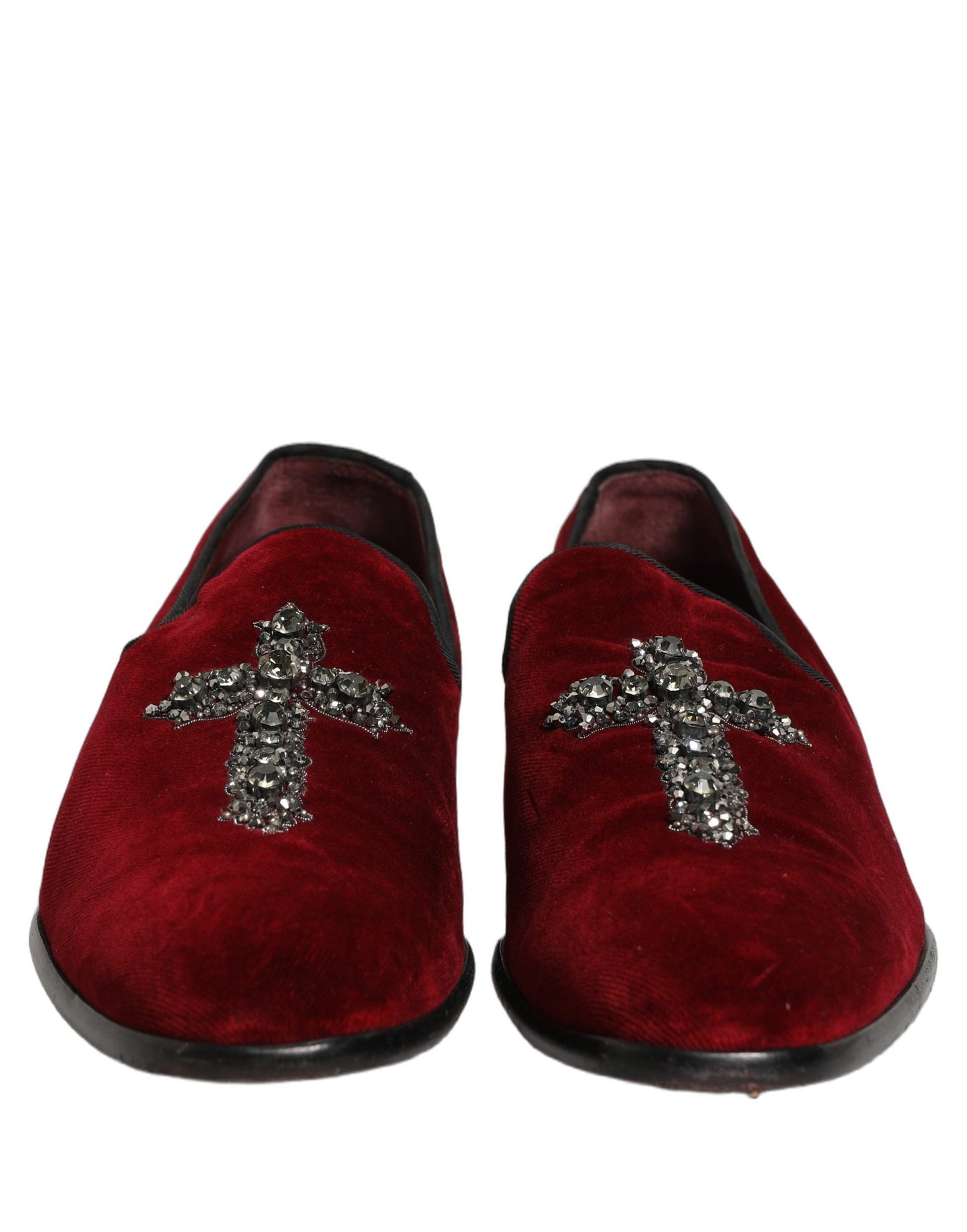 Mocassins Dolce & Gabbana bordeaux en daim croisé à enfiler