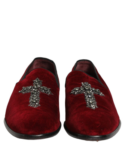 Mocassins Dolce & Gabbana bordeaux en daim croisé à enfiler