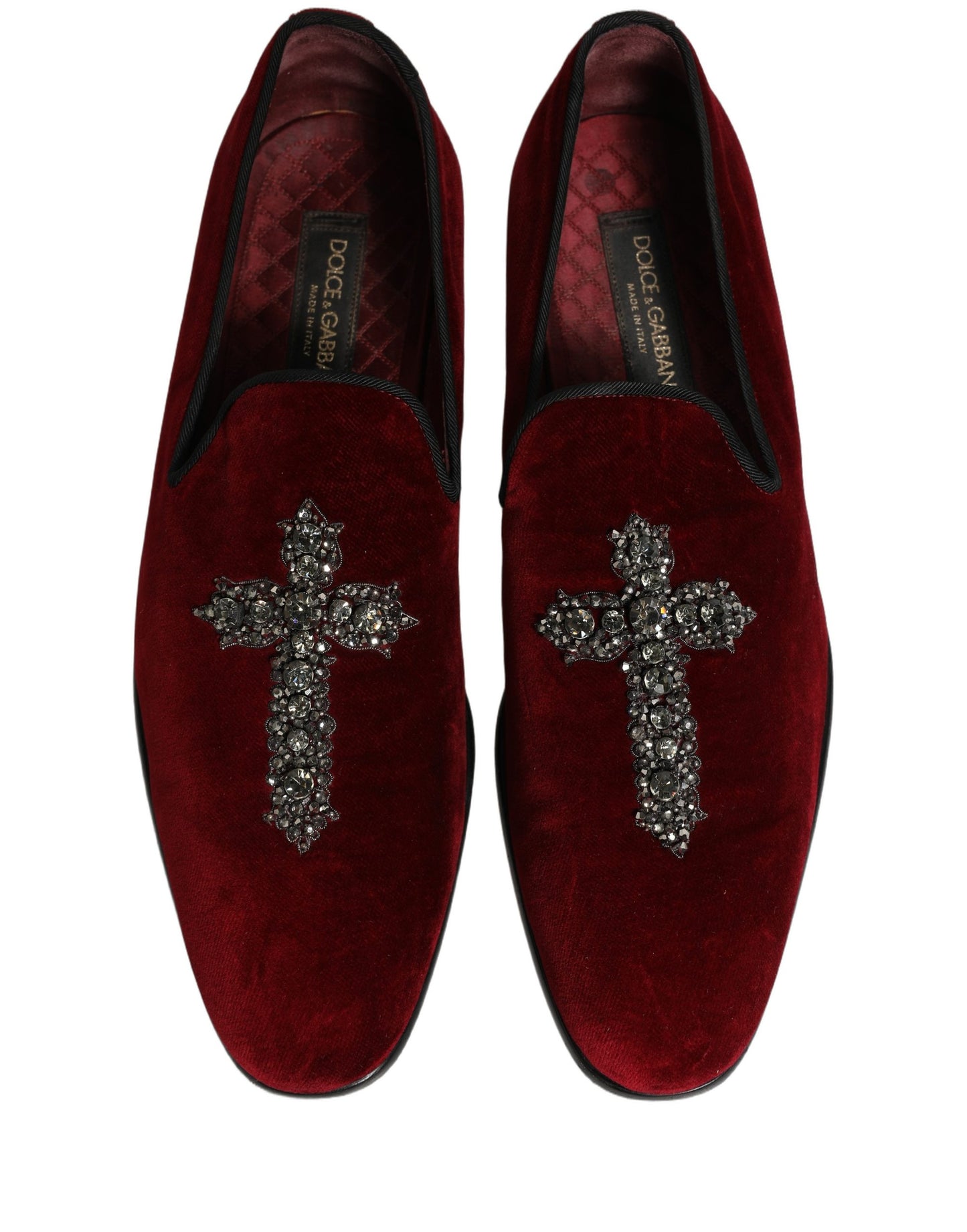 Mocassins Dolce & Gabbana bordeaux en daim croisé à enfiler