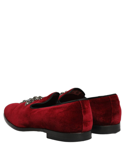 Mocassins Dolce & Gabbana bordeaux en daim croisé à enfiler