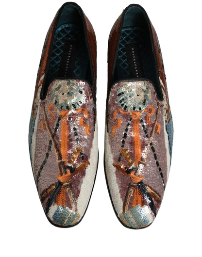 Zapatos Mocasines Dolce & Gabbana Multicolor Bordados con Lentejuelas