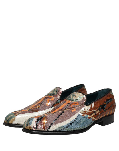 Zapatos Mocasines Dolce & Gabbana Multicolor Bordados con Lentejuelas