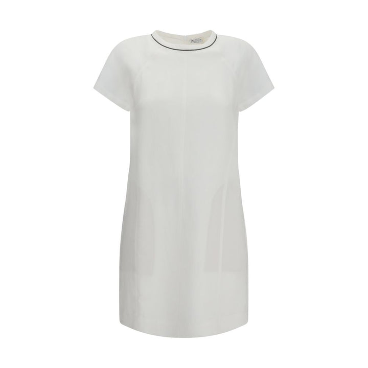 Vestido informal de viscosa blanco Brunello Cucinelli