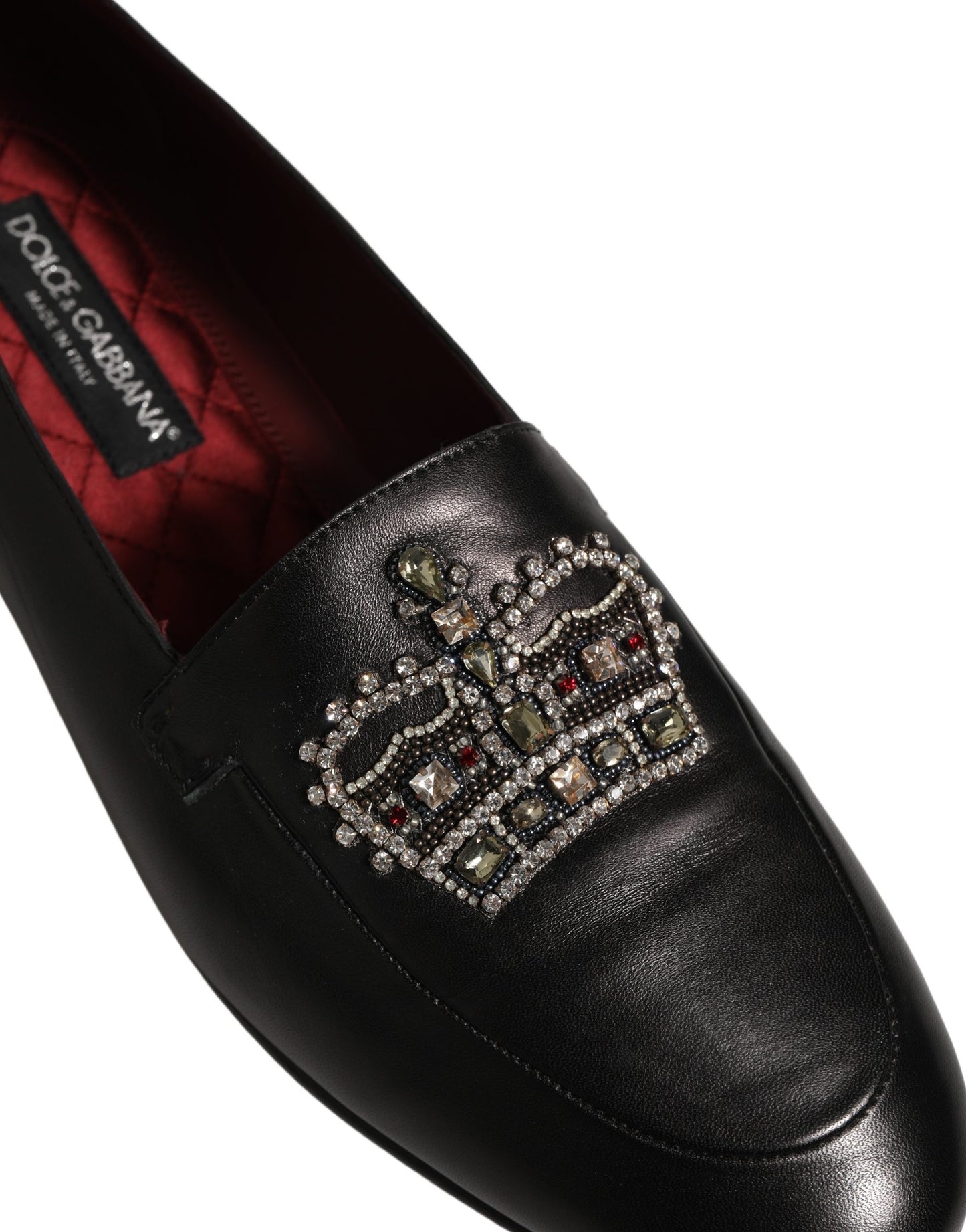Chaussures mocassins Dolce & Gabbana en cuir noir ornés d'une couronne