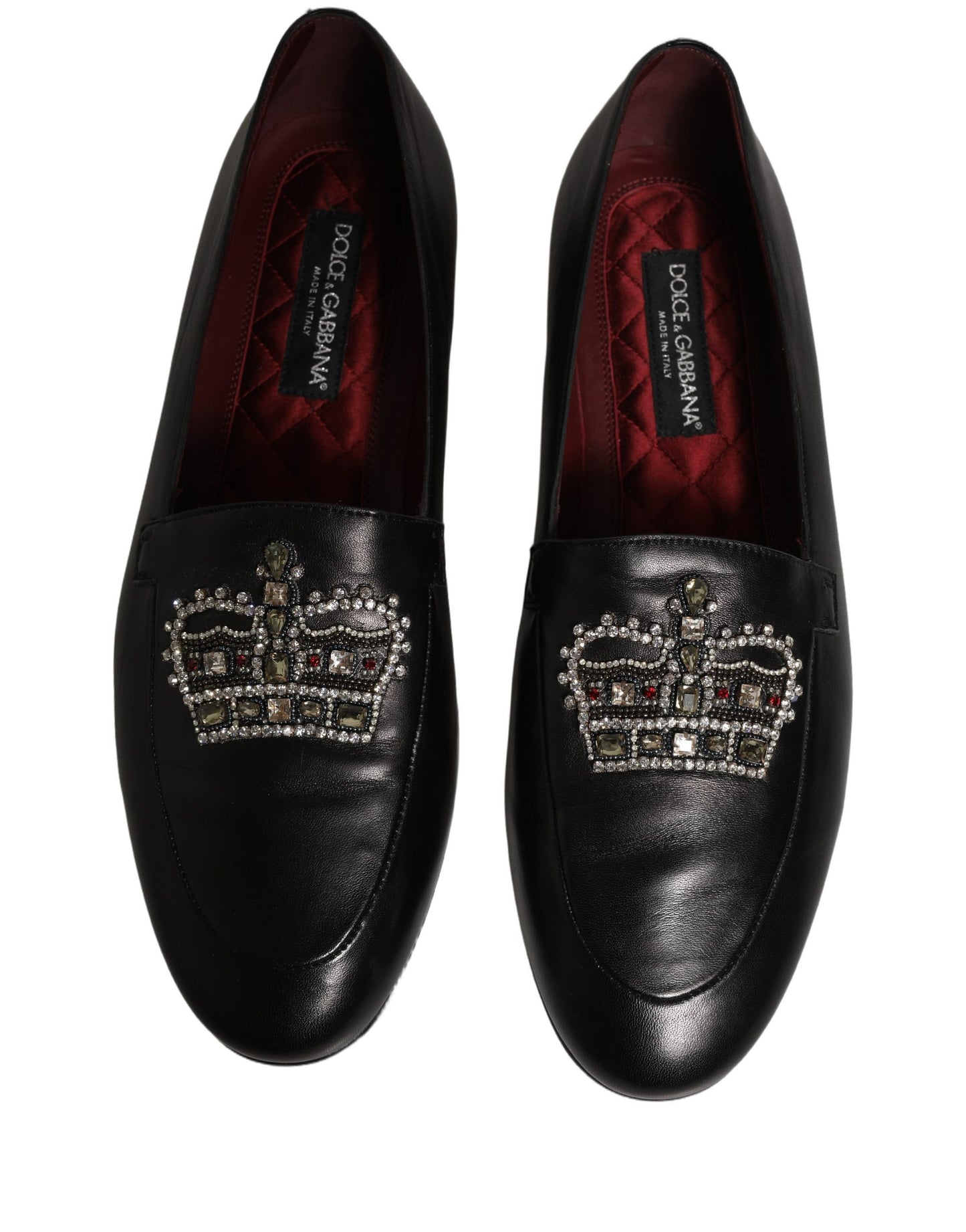 Chaussures mocassins Dolce & Gabbana en cuir noir ornés d'une couronne