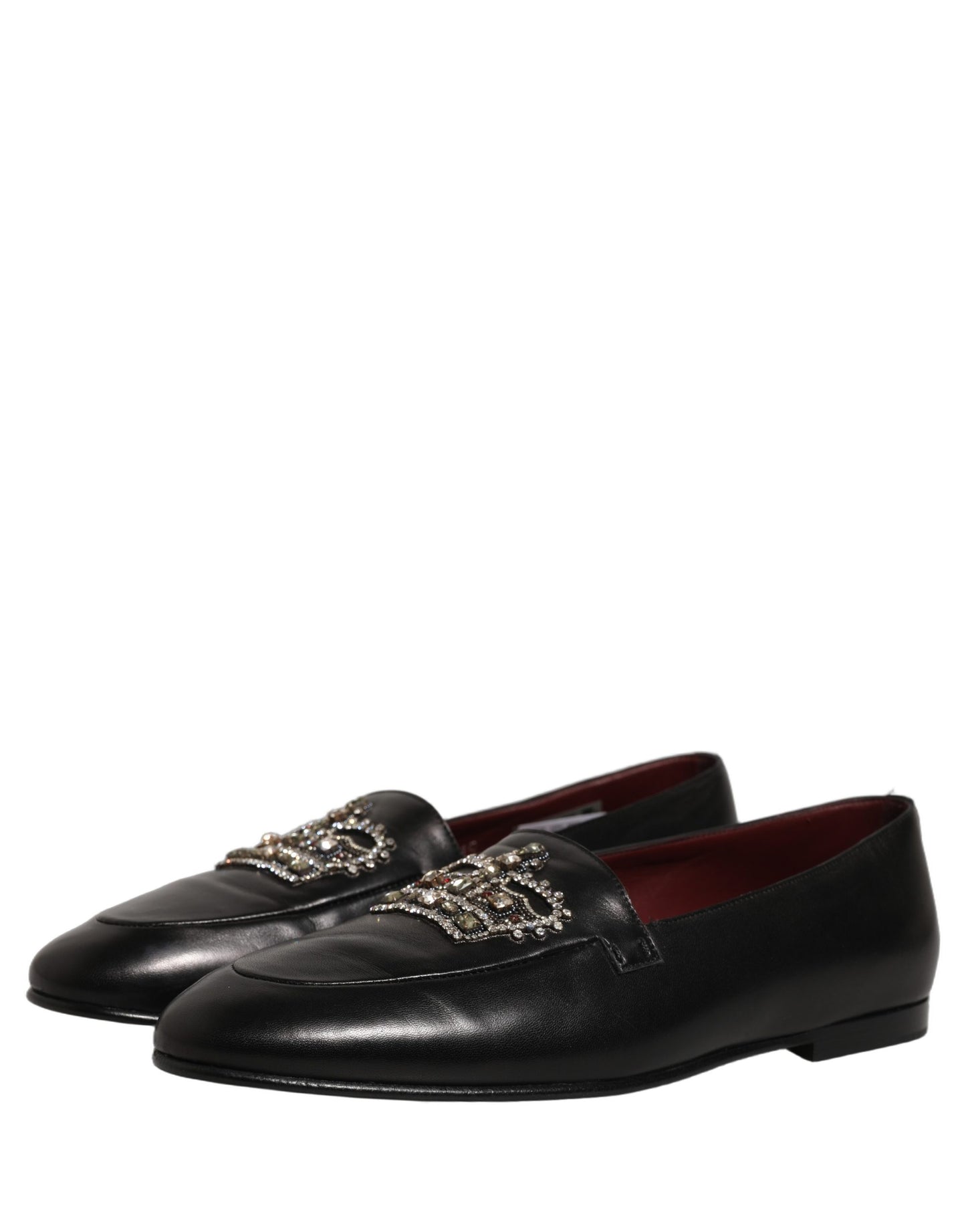 Chaussures mocassins Dolce & Gabbana en cuir noir ornés d'une couronne