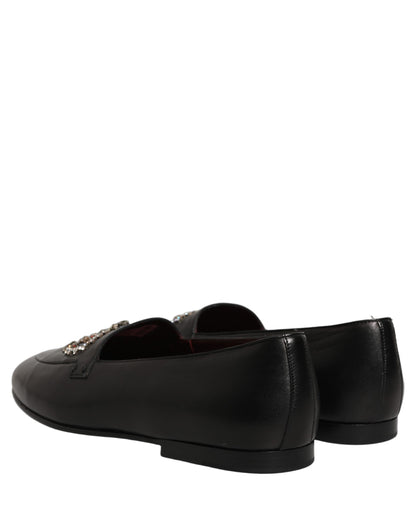 Chaussures mocassins Dolce & Gabbana en cuir noir ornés d'une couronne