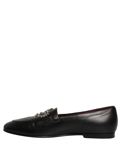 Chaussures mocassins Dolce & Gabbana en cuir noir ornés d'une couronne