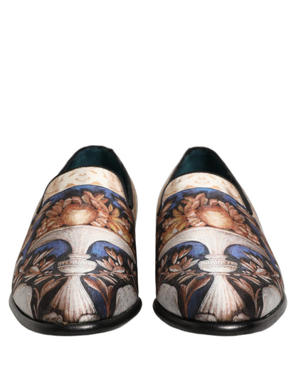 Zapatos Mocasín de Terciopelo con Estampado de Frutas Multicolor Dolce & Gabbana