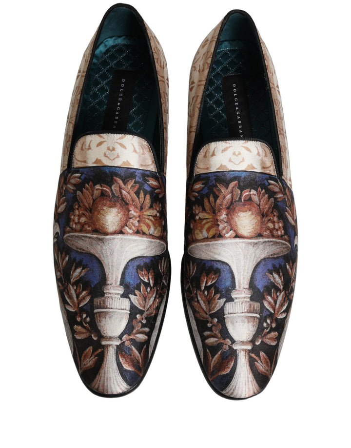 Zapatos Mocasín de Terciopelo con Estampado de Frutas Multicolor Dolce & Gabbana