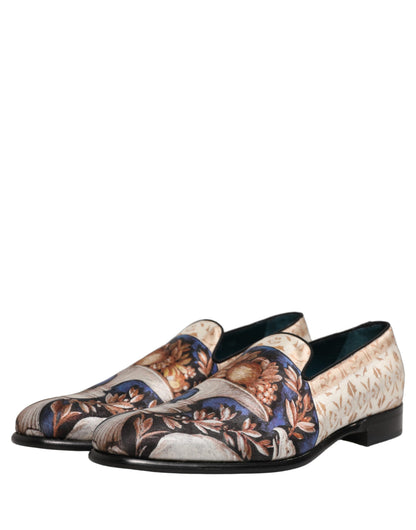 Zapatos Mocasín de Terciopelo con Estampado de Frutas Multicolor Dolce & Gabbana
