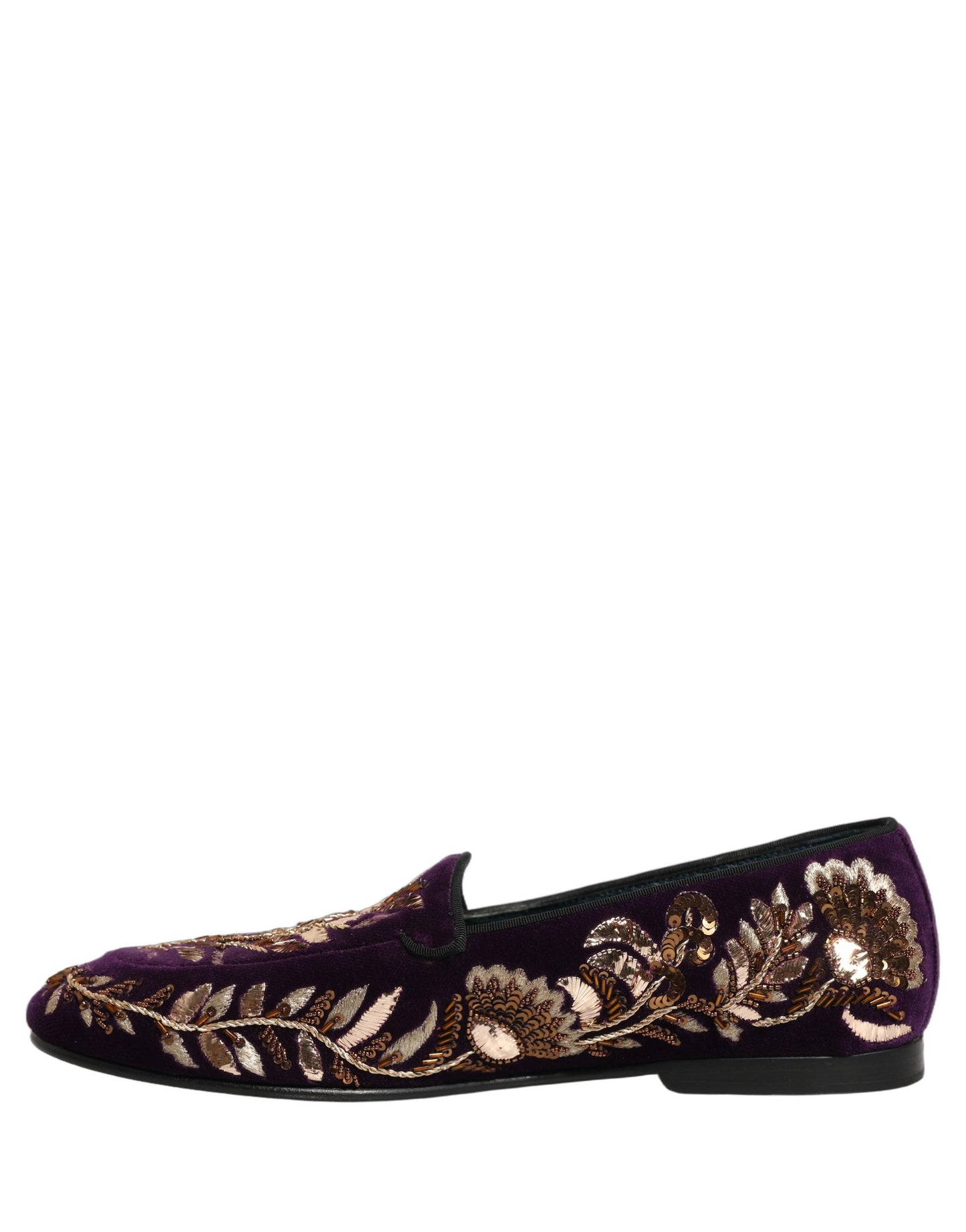 Zapatos Loafers Dolce & Gabbana de Terciopelo Violeta con Bordado Floral