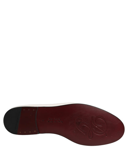Zapatos Mocasin Dolce & Gabbana Blancos de Cuero con Logo sin Cordones para Hombre