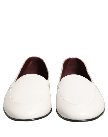 Zapatos Mocasin Dolce & Gabbana Blancos de Cuero con Logo sin Cordones para Hombre