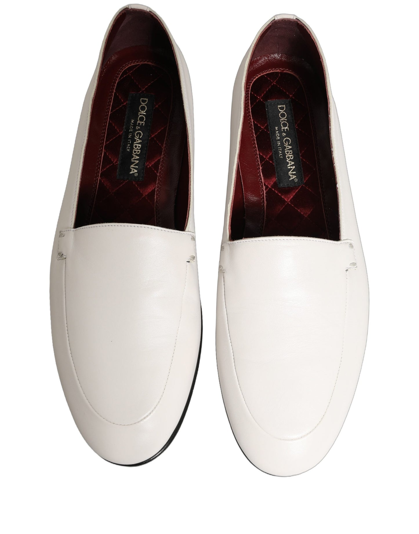 Zapatos Mocasin Dolce & Gabbana Blancos de Cuero con Logo sin Cordones para Hombre