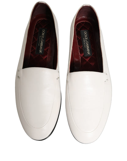 Zapatos Mocasin Dolce & Gabbana Blancos de Cuero con Logo sin Cordones para Hombre