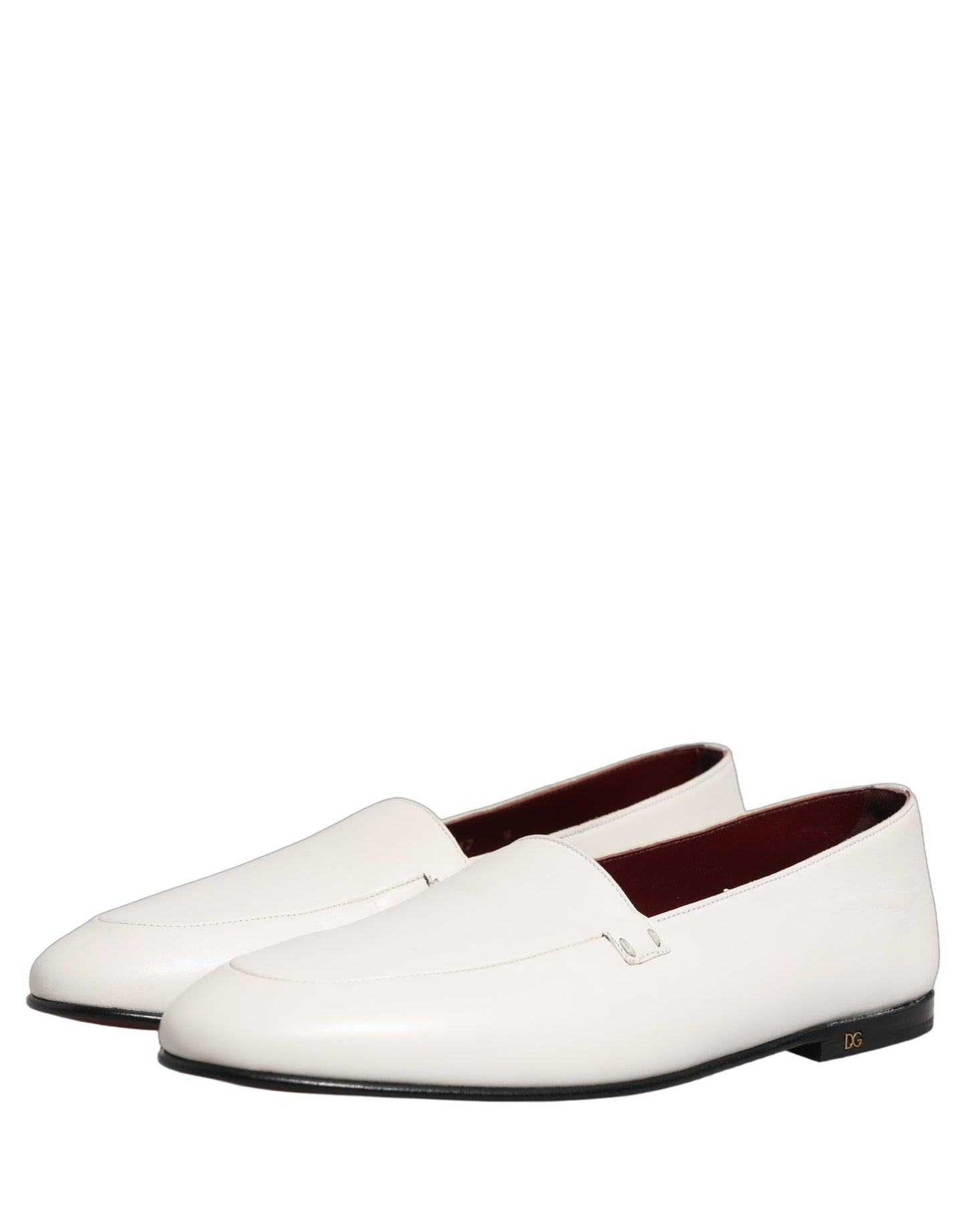 Zapatos Mocasin Dolce & Gabbana Blancos de Cuero con Logo sin Cordones para Hombre