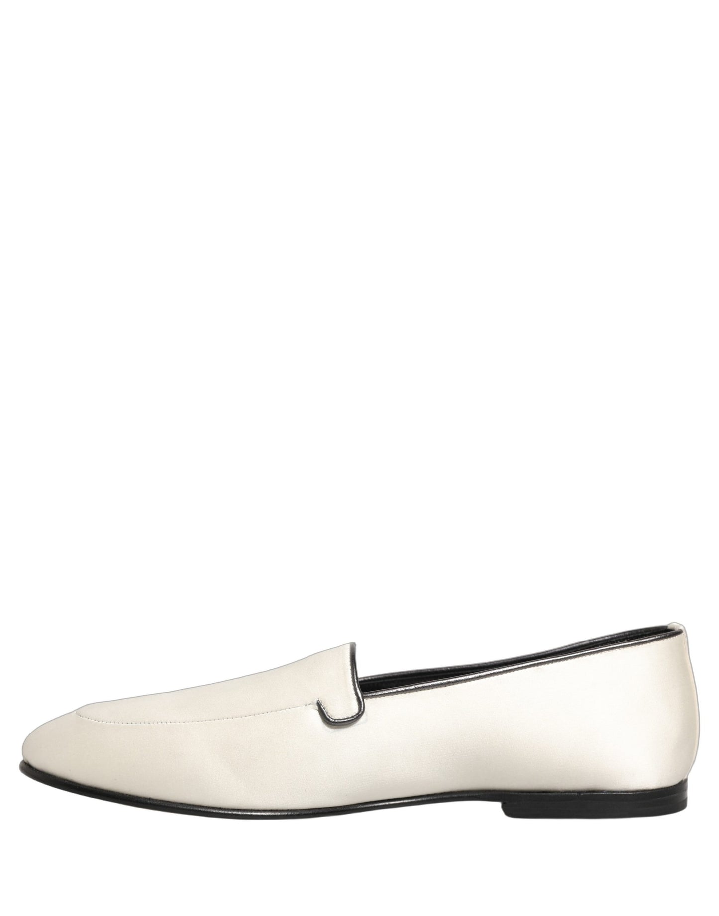 Zapatos Mocasines Planos sin Cordones de Satén Blanco con Logo Dolce & Gabbana