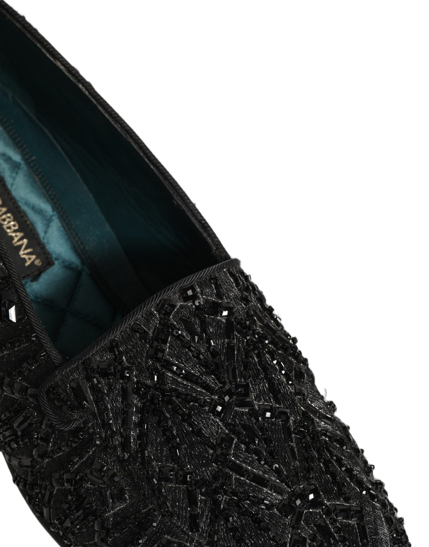 Chaussures Loafers Dolce & Gabbana en Velours Noir Brodé