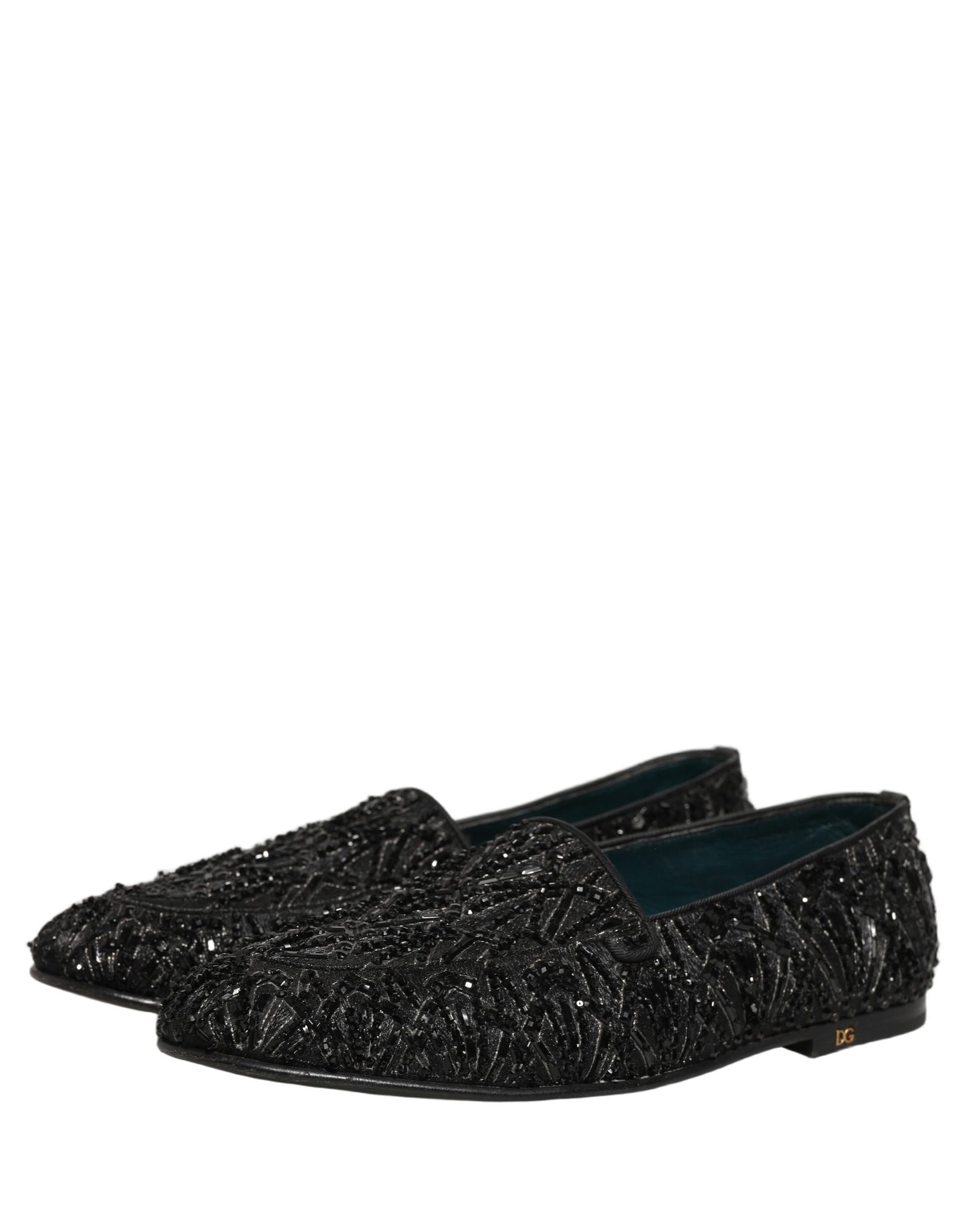 Chaussures Loafers Dolce & Gabbana en Velours Noir Brodé