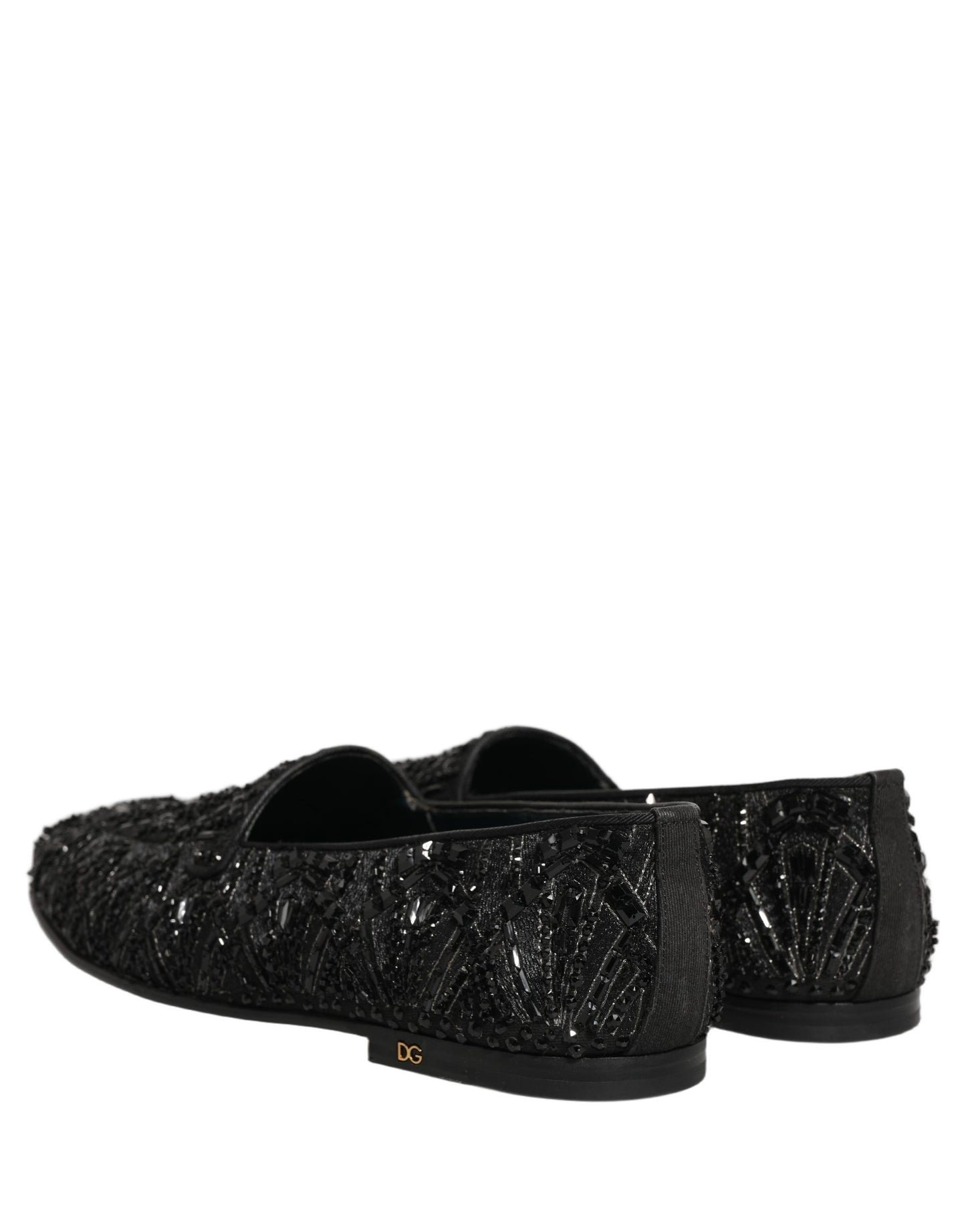 Chaussures Loafers Dolce & Gabbana en Velours Noir Brodé