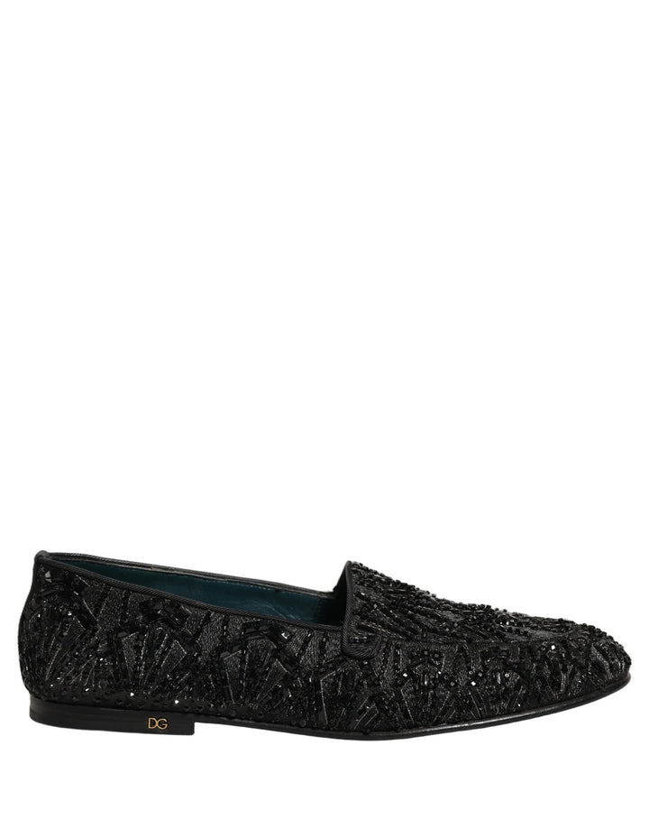 Zapatos Mocasín Dolce & Gabbana de Terciopelo Negro Bordados