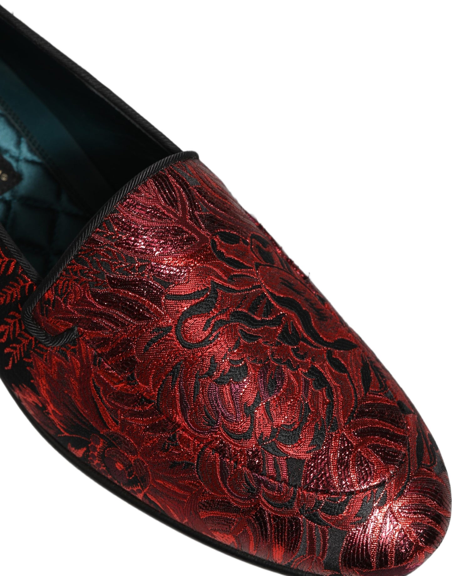 Chaussures mocassins à enfiler en jacquard floral rouge Dolce & Gabbana