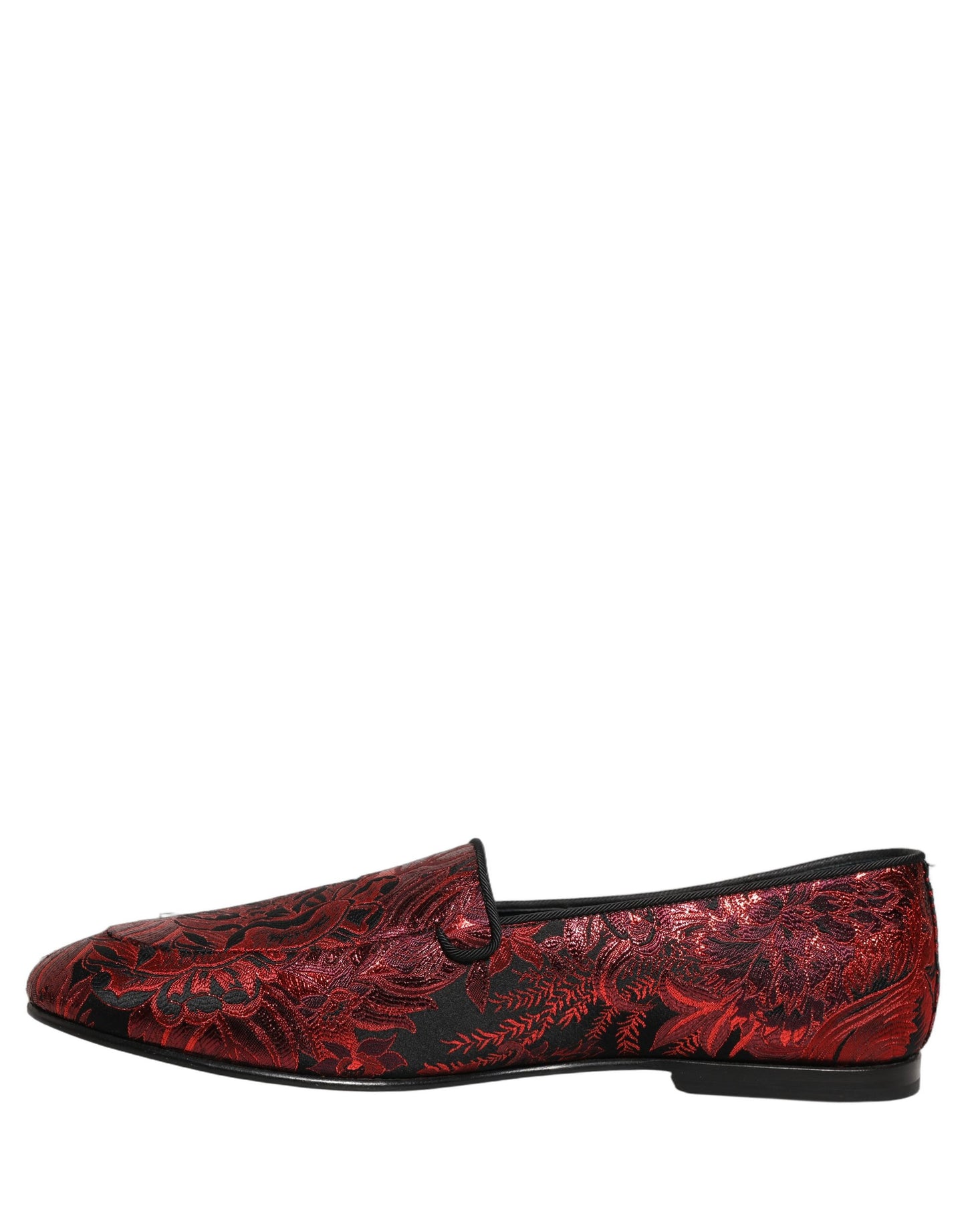 Chaussures mocassins à enfiler en jacquard floral rouge Dolce & Gabbana