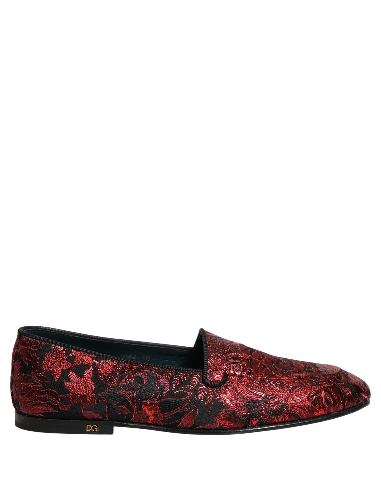 Chaussures mocassins à enfiler en jacquard floral rouge Dolce & Gabbana