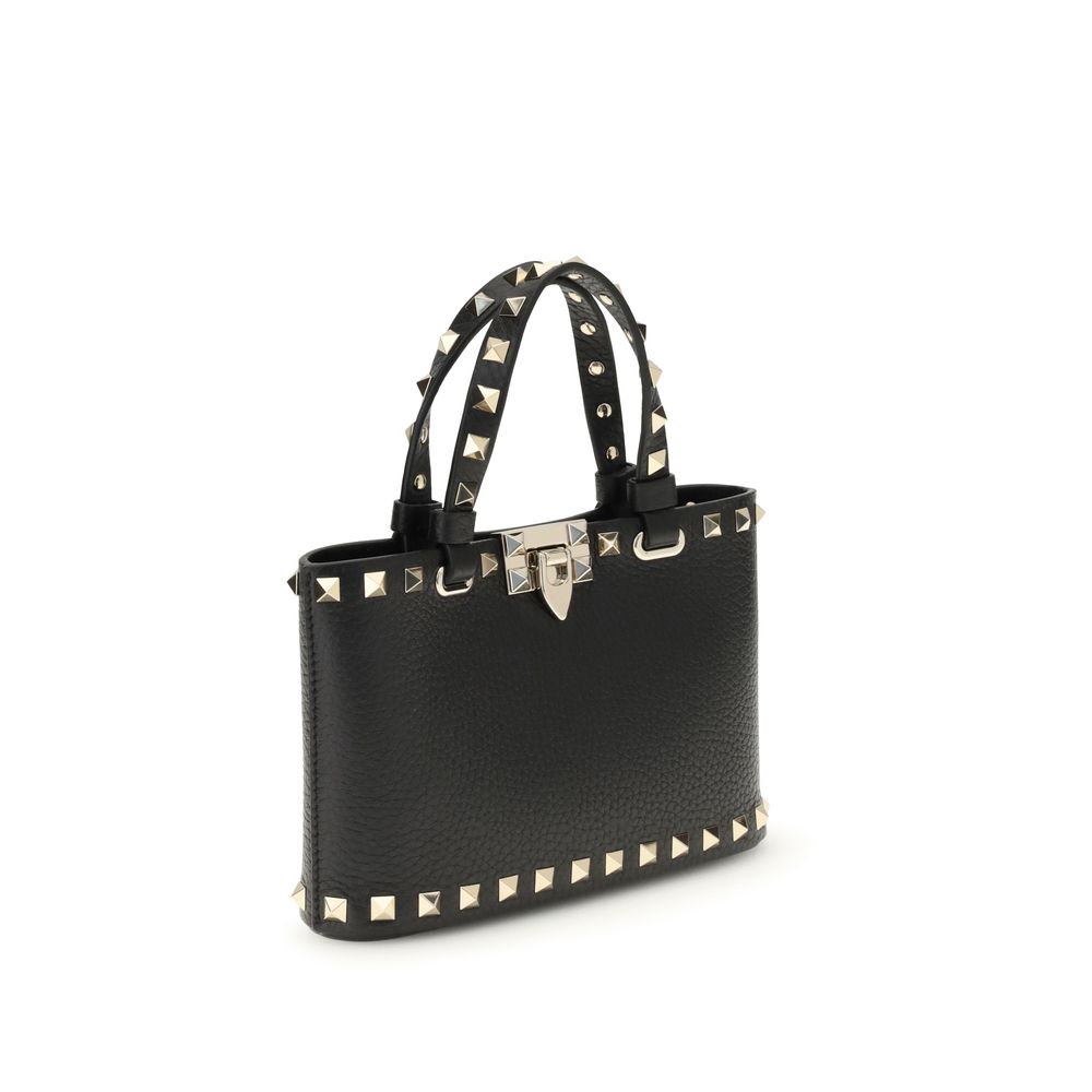 Bolso de mano Valentino Garavani de piel de becerro negra Bos Taurus