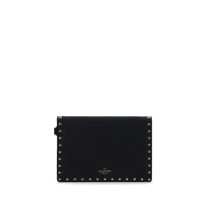 Valentino Garavani Black Calf Leather Bos Taurus Clutch Bag